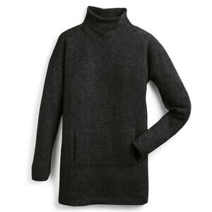 Peruvian Connection Black Alpaca Blend Long Sleeve Balie Tunic Sweater Sz Large